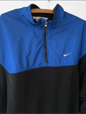 Nike blue m black quarter zip pullover fleece + windbreaker sweatshirt size XL